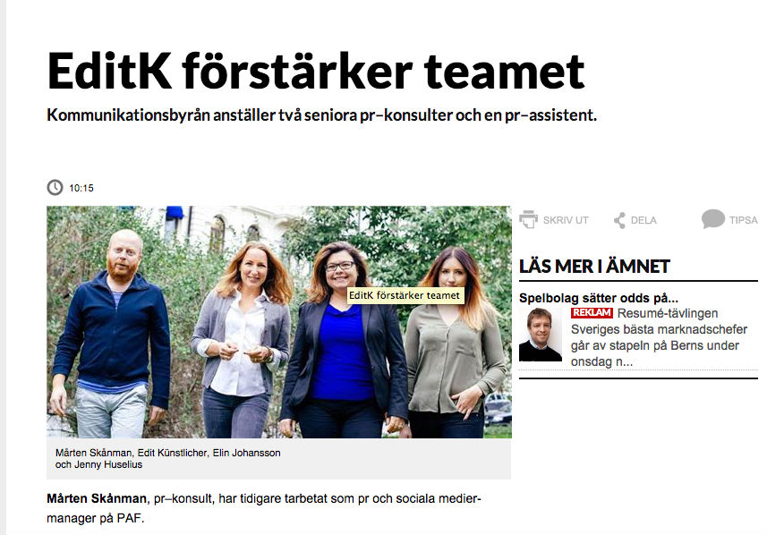 Rena rama landslagstruppen hos EditK